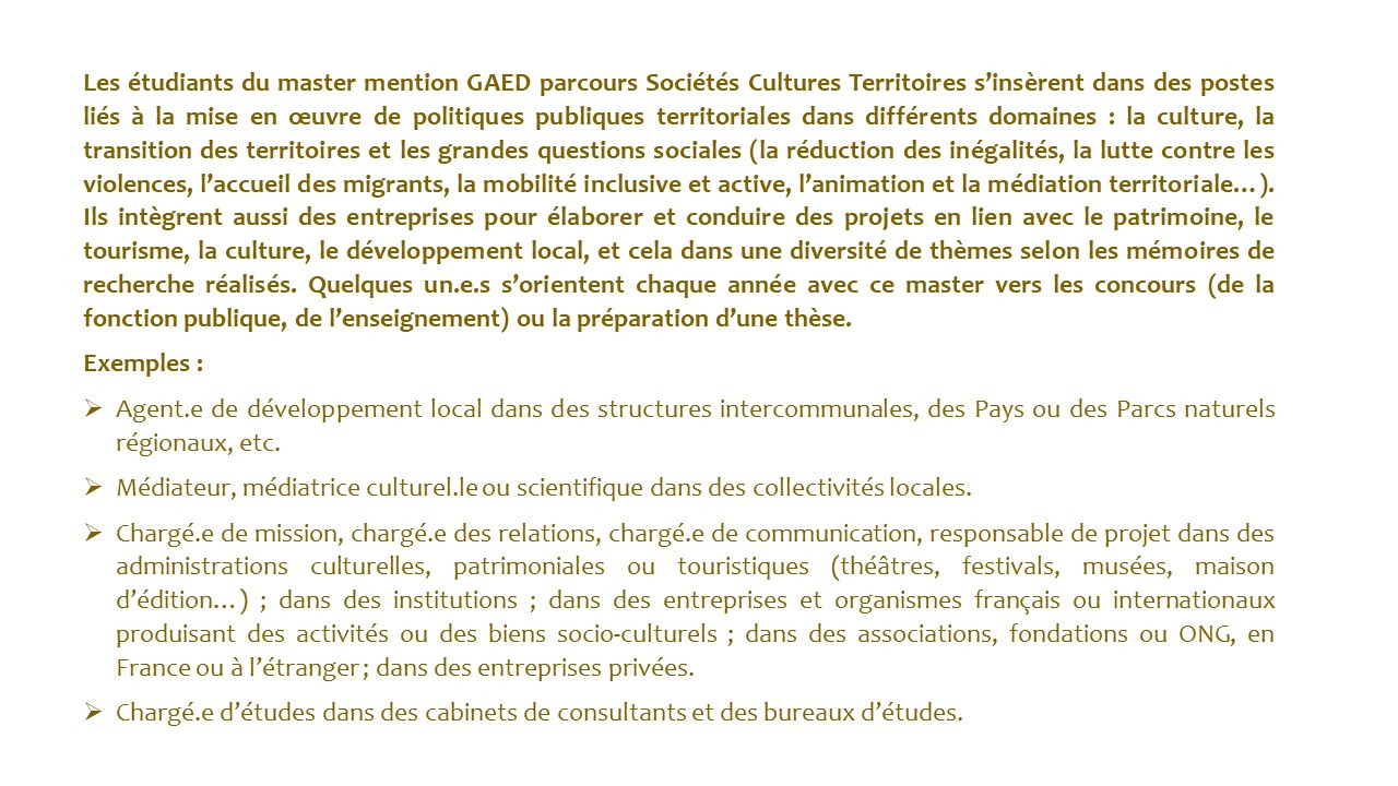 Liste des débouchés possibles